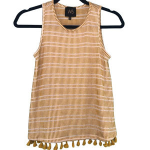 W5 Anthropologie Mustard Yellow Tassel Tank Top Shirt Small Boho Striped Ribbed